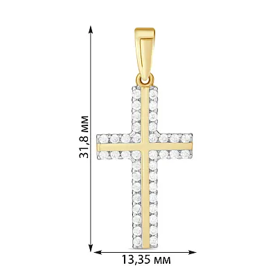  Хрестик з жовтого золота з фіанітами (арт. 440417ж)