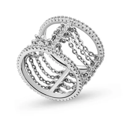 Массивное кольцо из серебра с фианитами (арт. 05012354)