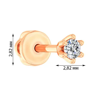 Одинарна золота сережка з діамантом (арт. Т011134Я)