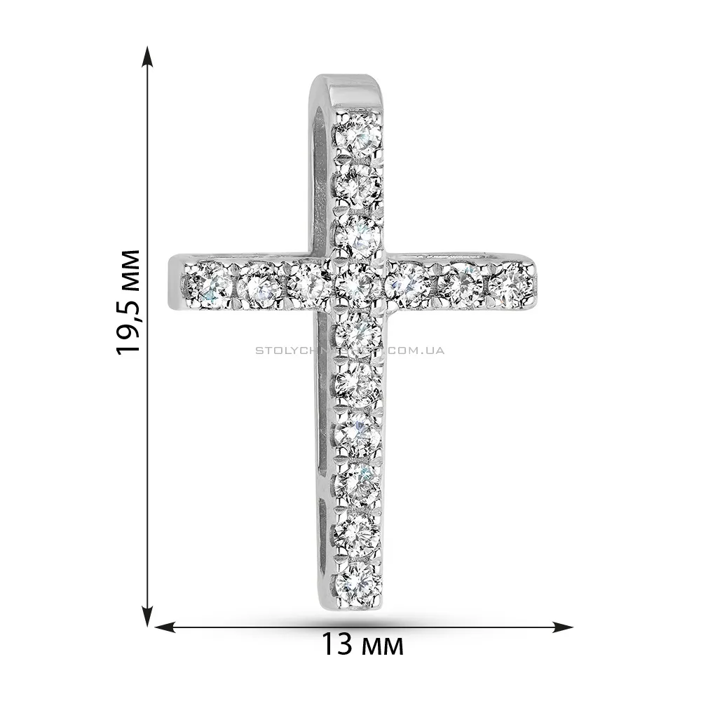 Хрестик з білого золота з діамантом (арт. 3109637202) - 2 - цена