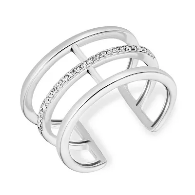 Серебряное тройное фаланговое кольцо с фианитами Trendy Style  (арт. 7501/19107р)