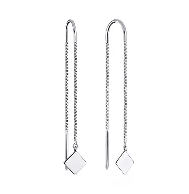 Срібні сережки-ланцюжки ромбики (арт. 7502/3391)