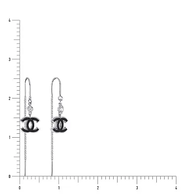 Срібні сережки протяжки з емаллю і фіанітами (арт. 7502/3205еч)
