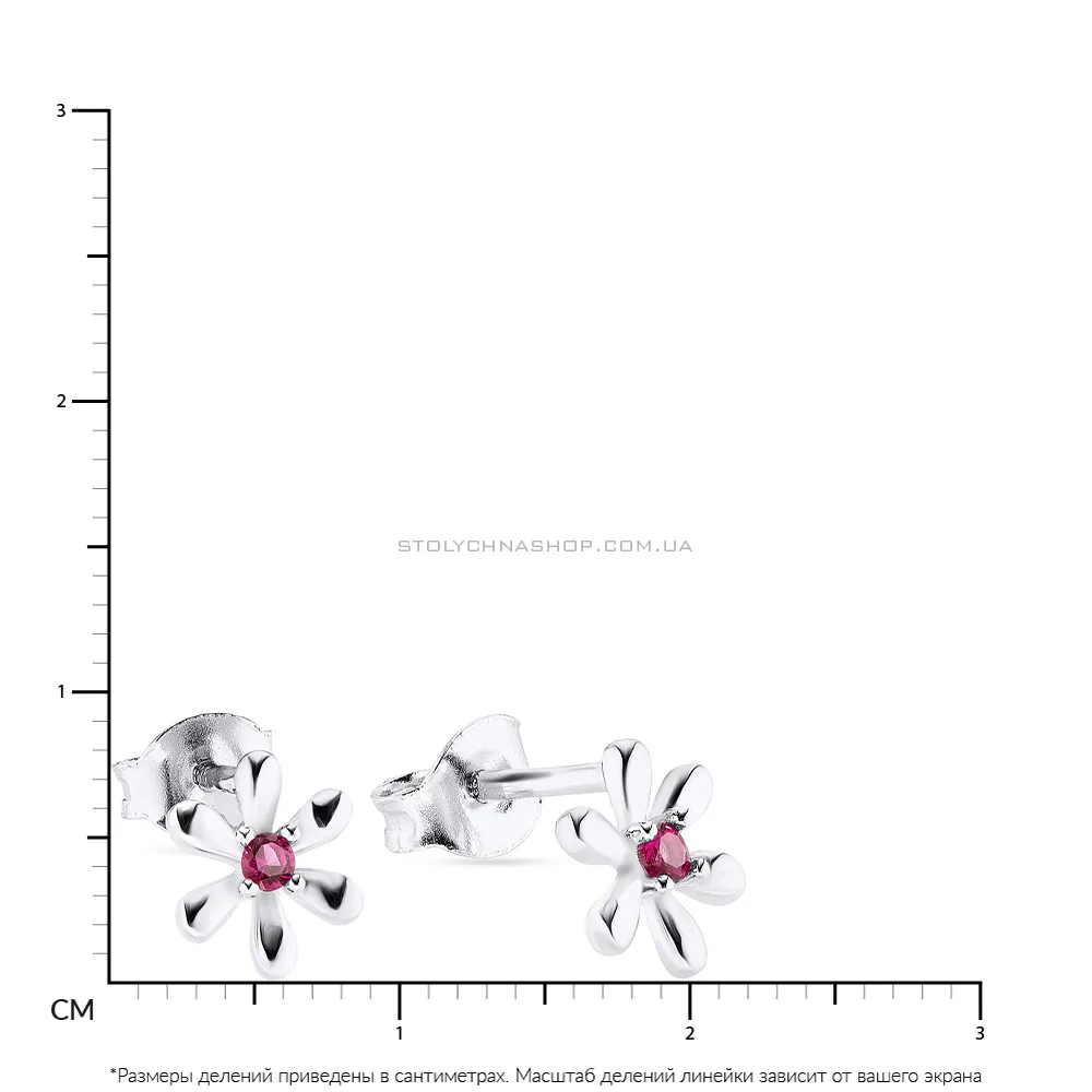 Серебряные серьги «Цветы» с фианитами (арт. 7518/5380цр) - 2 - цена