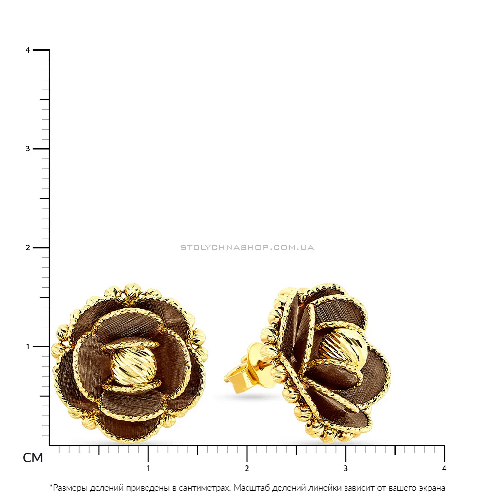 Золоті пусети Francelli в комбінованому кольорі металу (арт. 108222жкр) - 3 - цена
