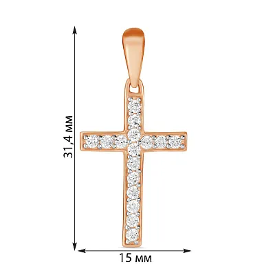 Крестик с фианитами из красного золота (арт. 440330)