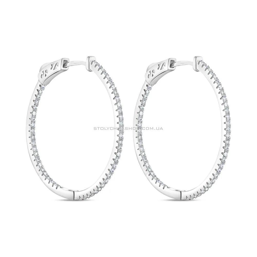 Серебряные серьги-кольца с фианитами (арт. 7502/2809/30) - цена
