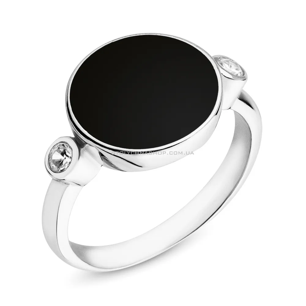 Серебряное кольцо с фианитами и эмалью (арт. 7501/5521еч)