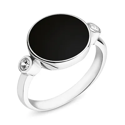 Серебряное кольцо с фианитами и эмалью (арт. 7501/5521еч)