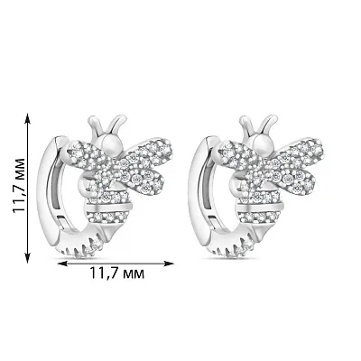 Серебряные серьги Пчелки с фианитами  (арт. 7502/9540/10)