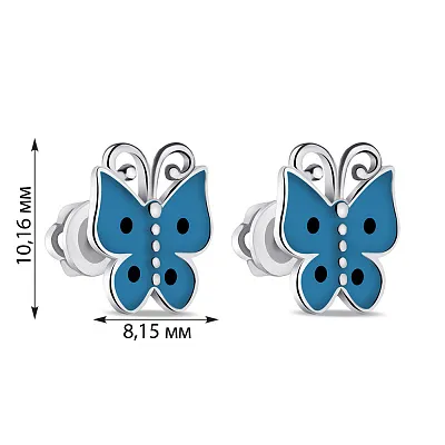 Дитячі срібні сережки-пусети з емаллю (арт. 7518/1073вегсю)