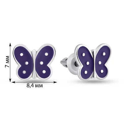 Дитячі срібні сережки Метелики (арт. 7518/1072вефсю)