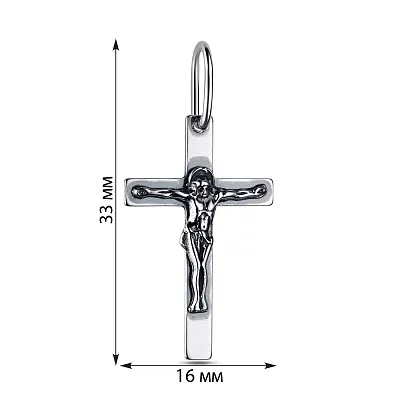 Срібний натільний хрестик з розп'яттям (арт. 7904/3516-ч)
