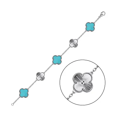 Серебряный браслет Клевер (арт. 7509/4449/15ог)