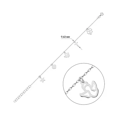 Браслет з білого золота з підвісками без каменів (арт. 325409б)