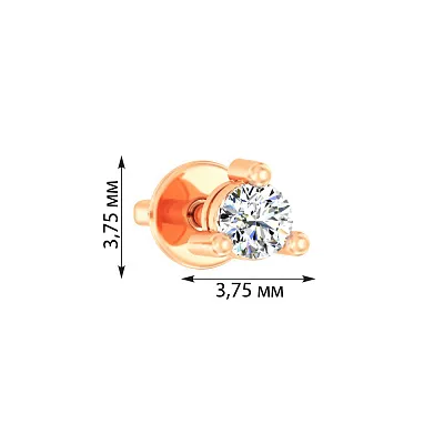 Одинарна сережка з червоного золота з діамантом  (арт. Т011237010Я)