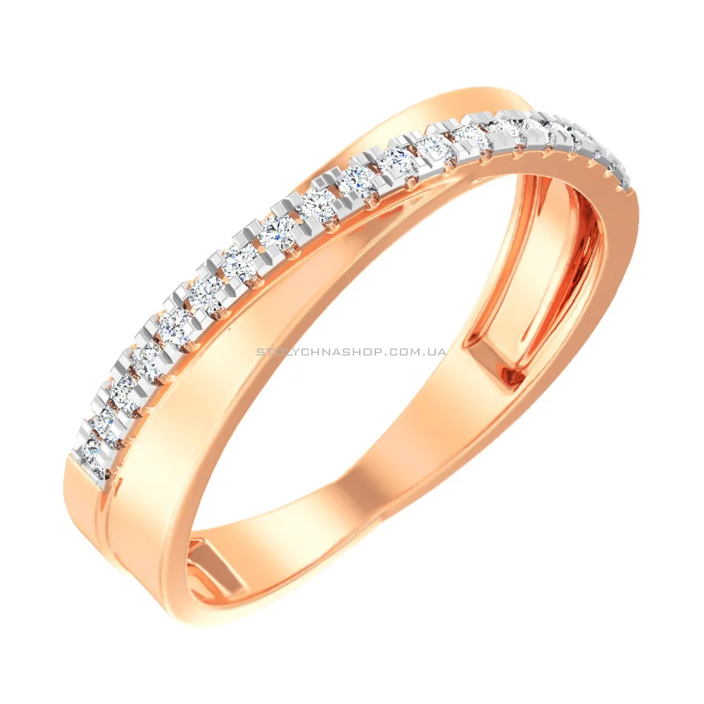 Золотое кольцо с дорожкой из бриллиантов  (арт. К011056010) - цена
