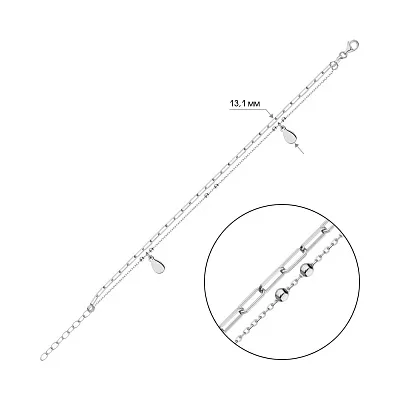 Подвійний браслет зі срібла з підвісками  (арт. 7509/3630)