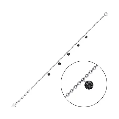 Срібний браслет з чорними фіанітами (арт. 7509/2774ч)