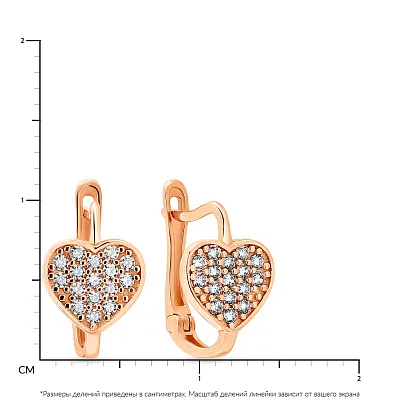 Золотые сережки &quot;Сердце&quot; с фианитами  (арт. 108565)