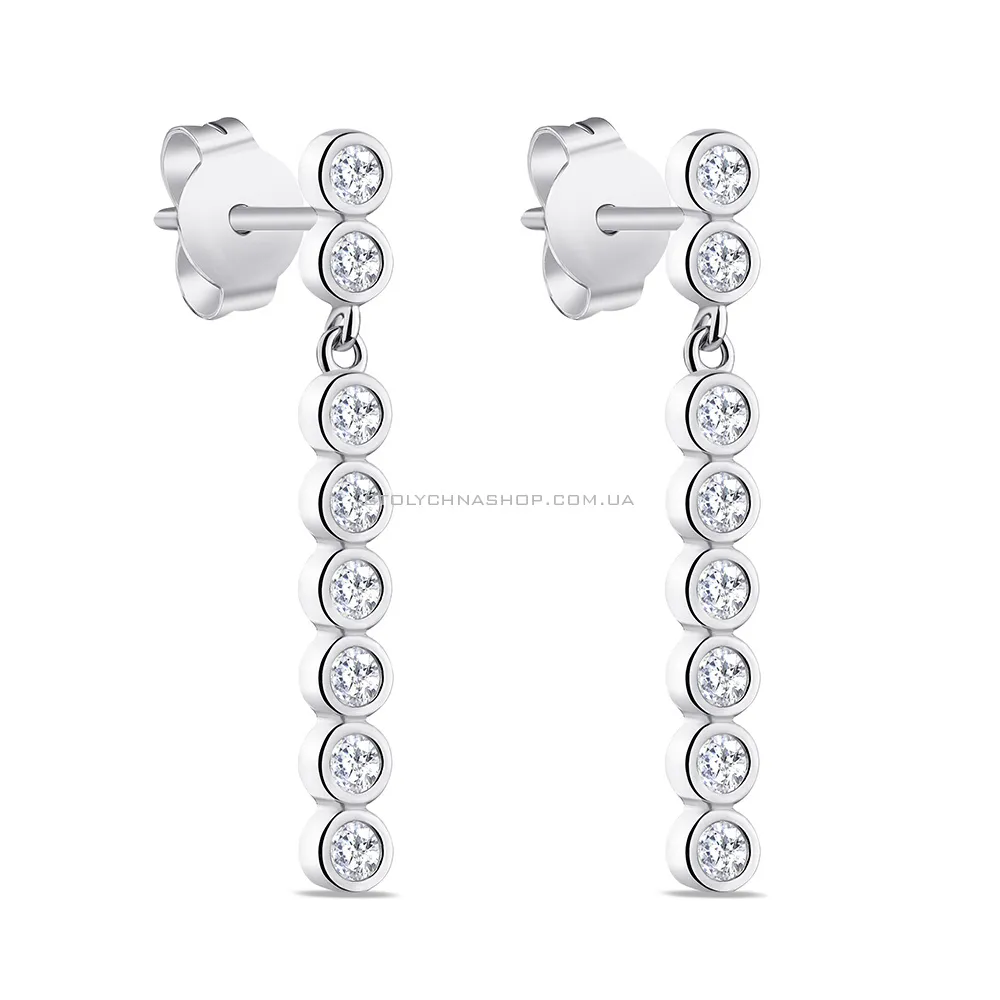Сережки-пусети зі срібла з доріжкою з фіанітів  (арт. 7518/6144) - цена