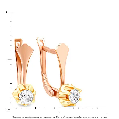 Сережки з червоного і жовтого золота з фіанітами (арт. 106156)