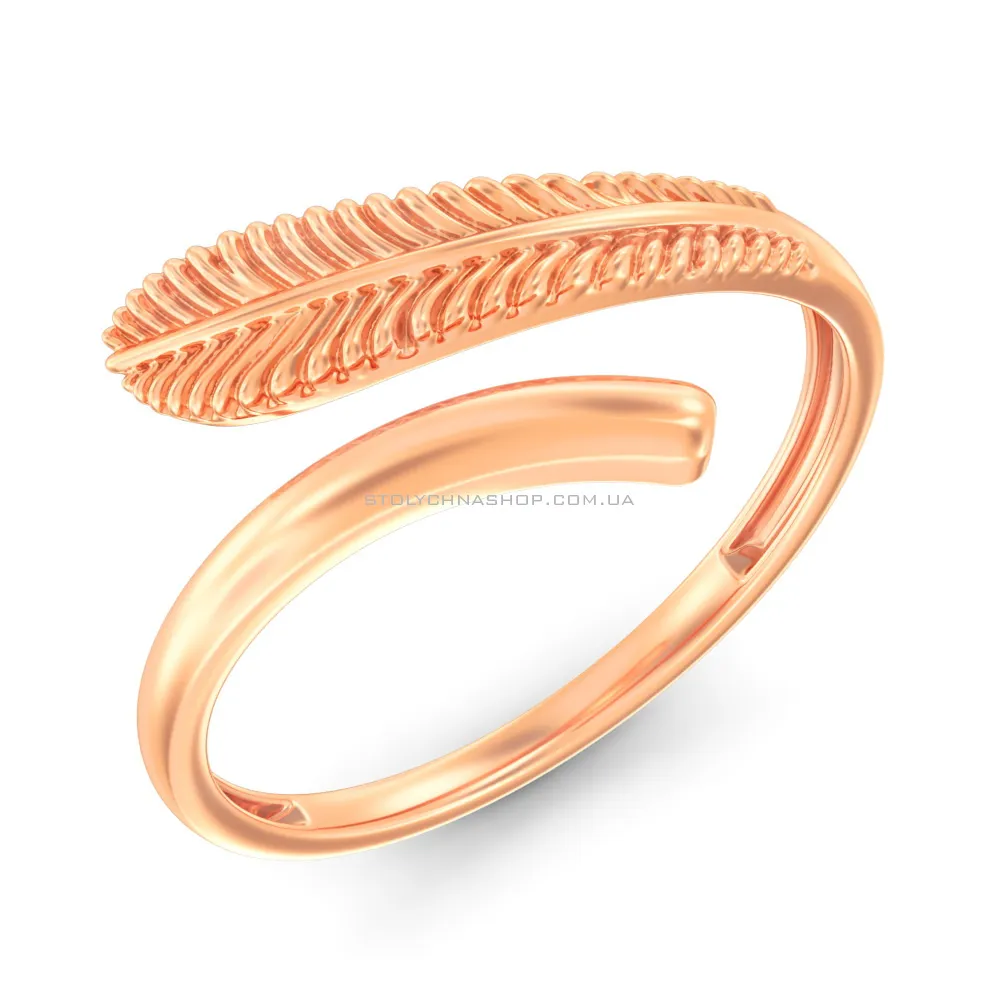 Незамкнутое золотое кольцо Перо (арт. 141286)