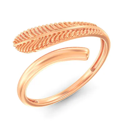 Незамкнутое золотое кольцо Перо (арт. 141286)