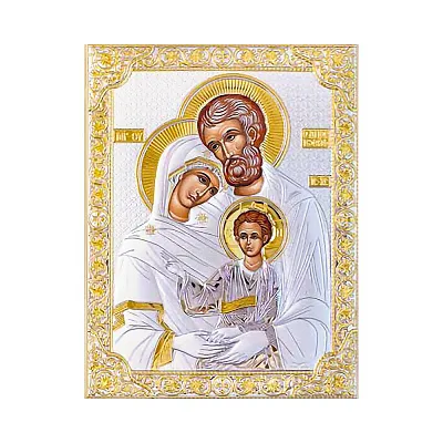 Серебряная икона Святое Семейство (124х164 мм) (арт. P-4/005 G/K.SC)