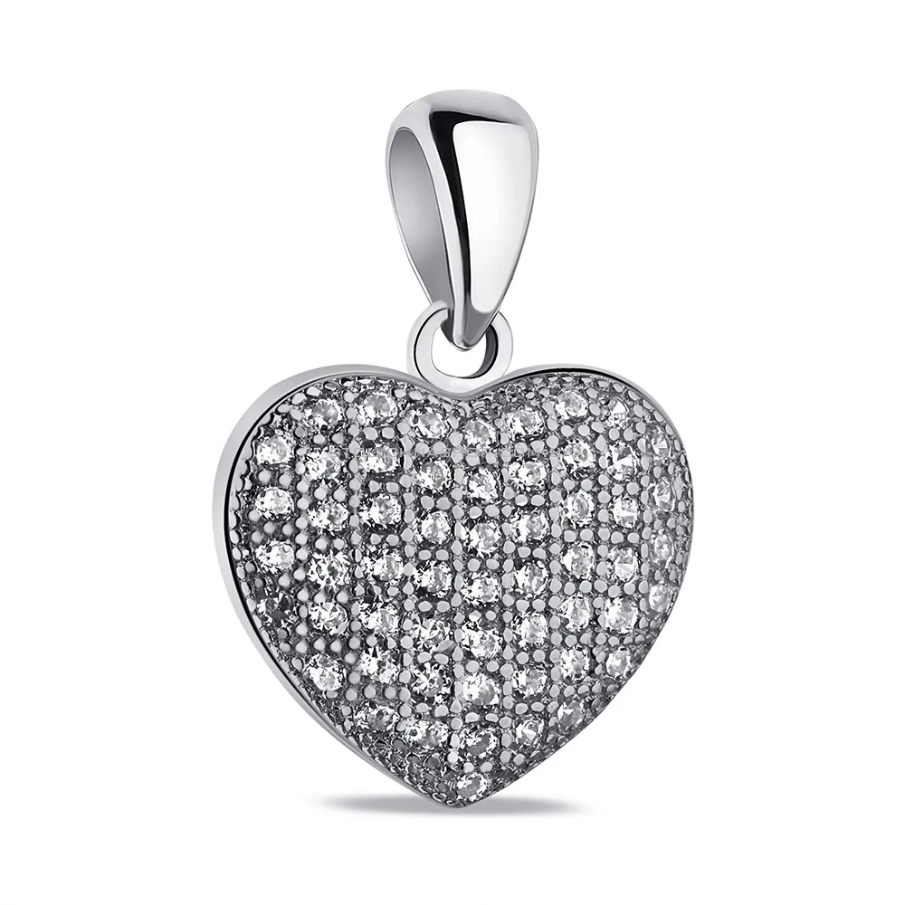 Срібний підвіс Серце з фіанітами (арт. 7503/4127) - цена