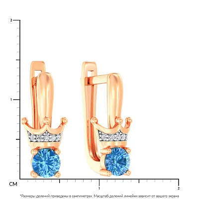 Сережки детские из красного золота с фианитами (арт. 110817г)