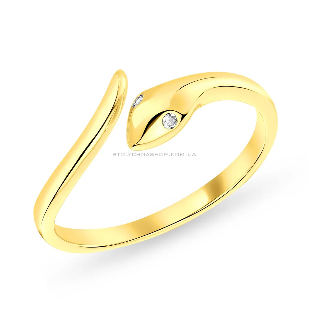 Кольцо "Змея" из серебра с желтым родированием  (арт. 7501/5610ж)