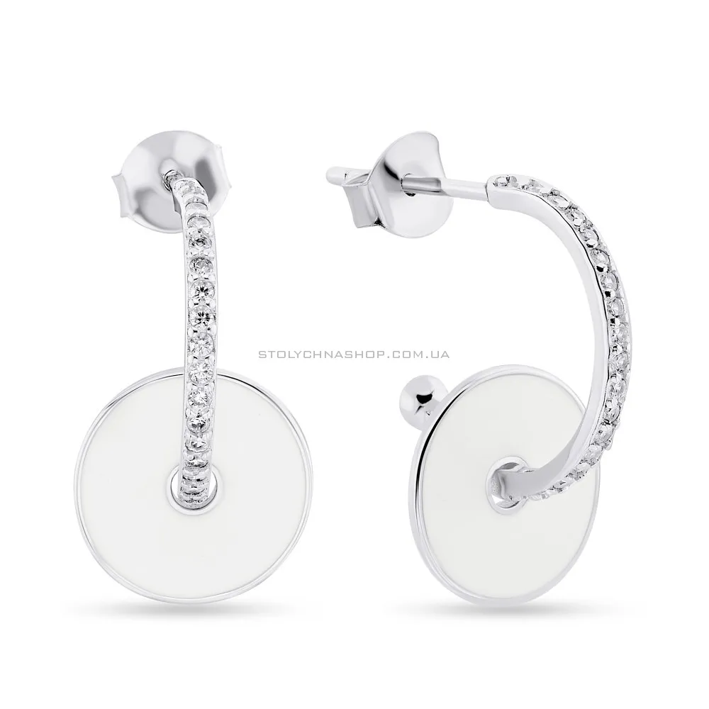 Срібні сережки з фіанітами і емаллю Trendy Style  (арт. 7518/6131еб) - цена
