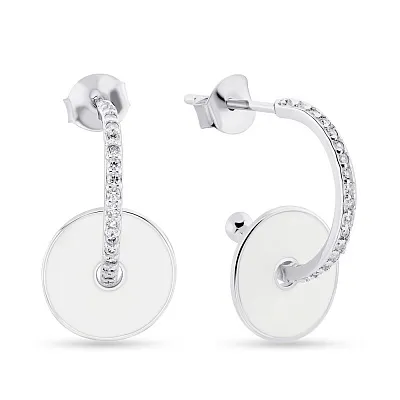 Срібні сережки з фіанітами і емаллю Trendy Style  (арт. 7518/6131еб)