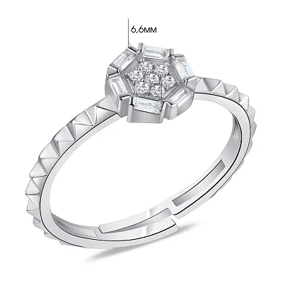 Незамкнутое кольцо серебряное с россыпью фианитов  (арт. 7501/5933)