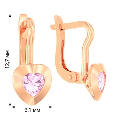 Дитячі золоті сережки «Серденька» з фіанітом (арт. 110517р)