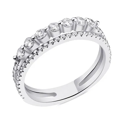 Двойное кольцо из серебра с фианитами (арт. 7501/6401)