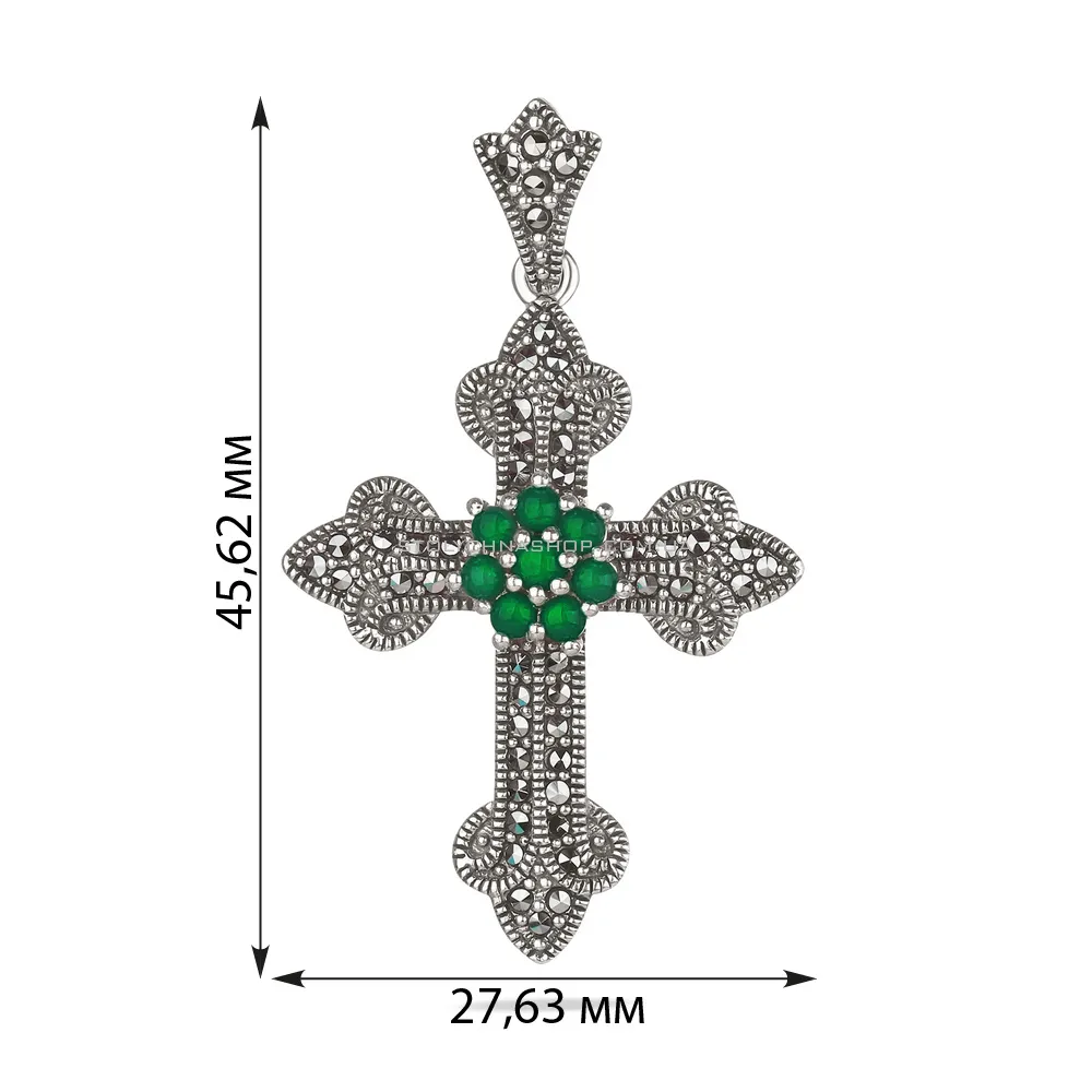 Срібний хрестик з оніксом і марказитами (арт. 7403/2866мркоз) - 2 - цена