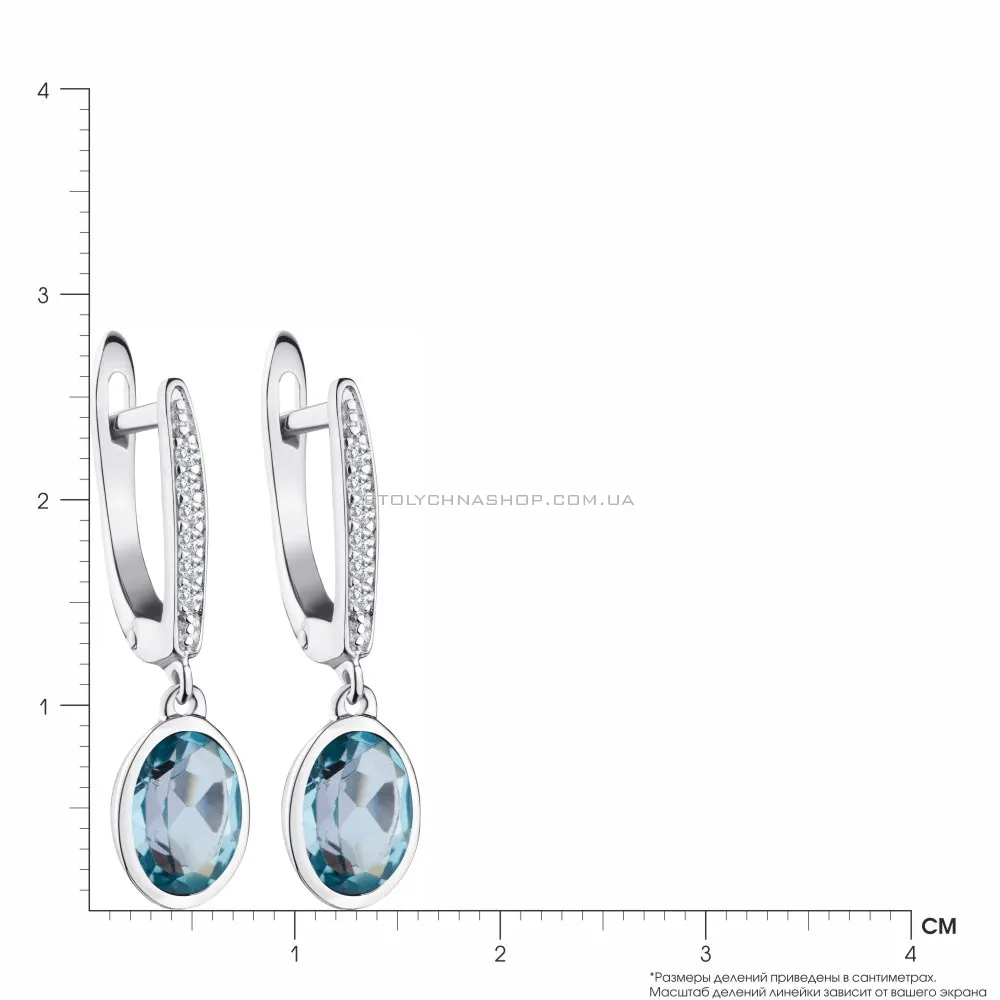 Сережки зі срібла з топазом і фіанітами (арт. 7002/4030Пг) - 2 - цена