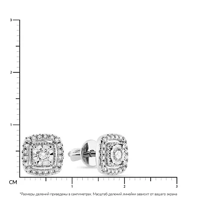 Серьги-пусеты из белого золота с бриллиантами  (арт. Т011234030б)