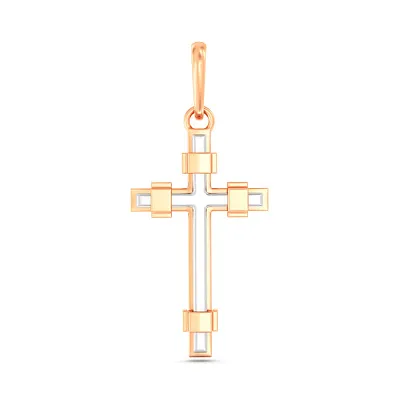 Крестик из красного и белого золота (арт. 440926кб)