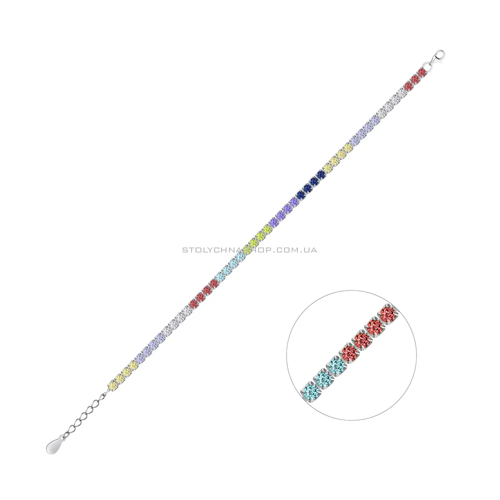 Тенісний браслет срібний з альпінітами і фіанітами  (арт. 7509/1218/3ацв) - цена