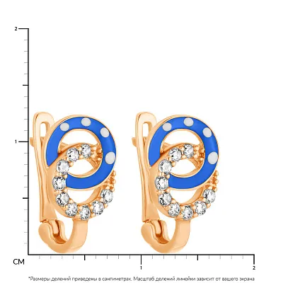 Дитячі сережки з золота з емаллю і фіанітами (арт. 103223ес)