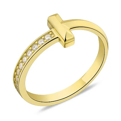 Серебряное кольцо с желтым родированием и фианитами (арт. 7501/5997ж)