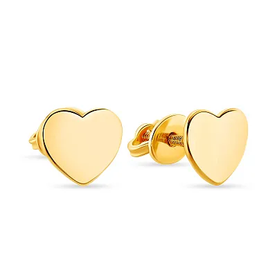 Сережки-пусети «Сердечки» з жовтого золота (арт. 107216ж)