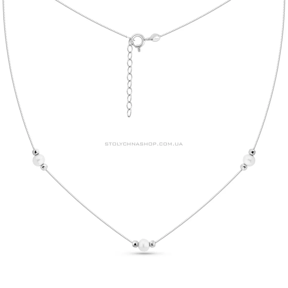 Золотое колье с жемчугом (арт. 352767бпрлб) - 2 - цена