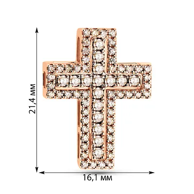 Хрестик трансформер з червоного золота з діамантами (арт. 3109472201кн)