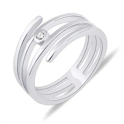 Широкое серебряное кольцо с фианитом (арт. 7501/К2Ф/1197-16,5)