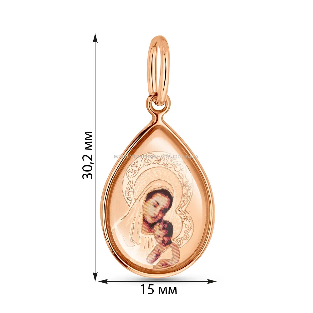 Золота ладанка Божа Матір з немовлям (арт. 421389) - 2 - цена