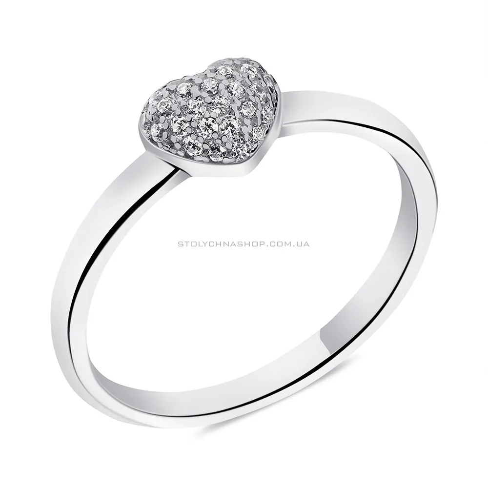 Срібна каблучка Серце з фіанітами (арт. 7501/6386) - цена